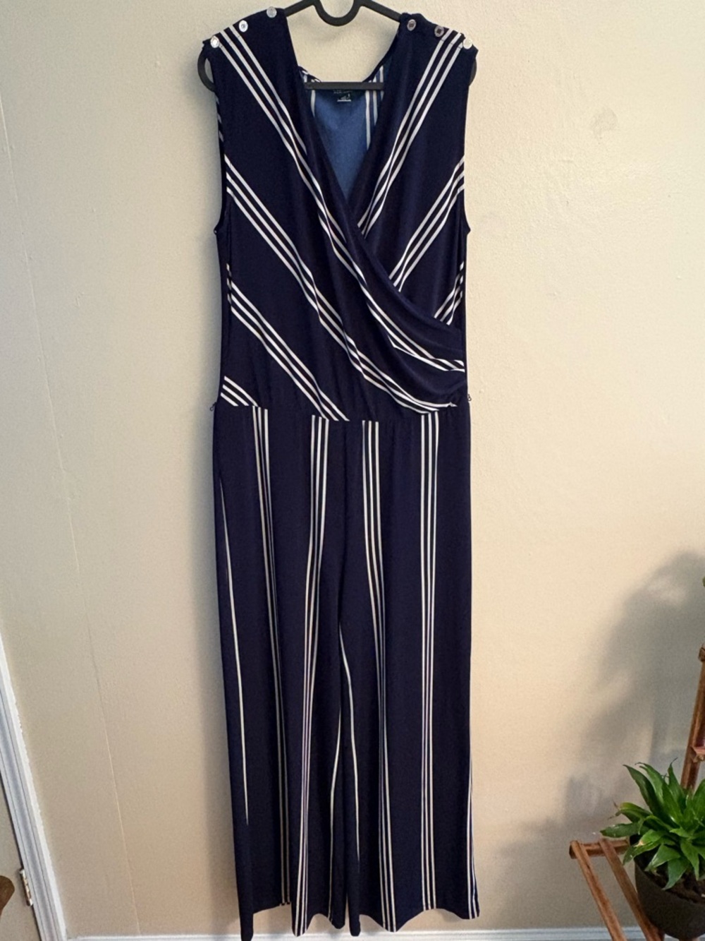 Lauren Ralph Lauren Sleeveless Navy & White Striped Jumpsuit